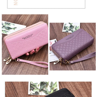 Portefeuille Long Femme Double Fermeture Éclair - Clutch Grande Capacité Cuir Europe