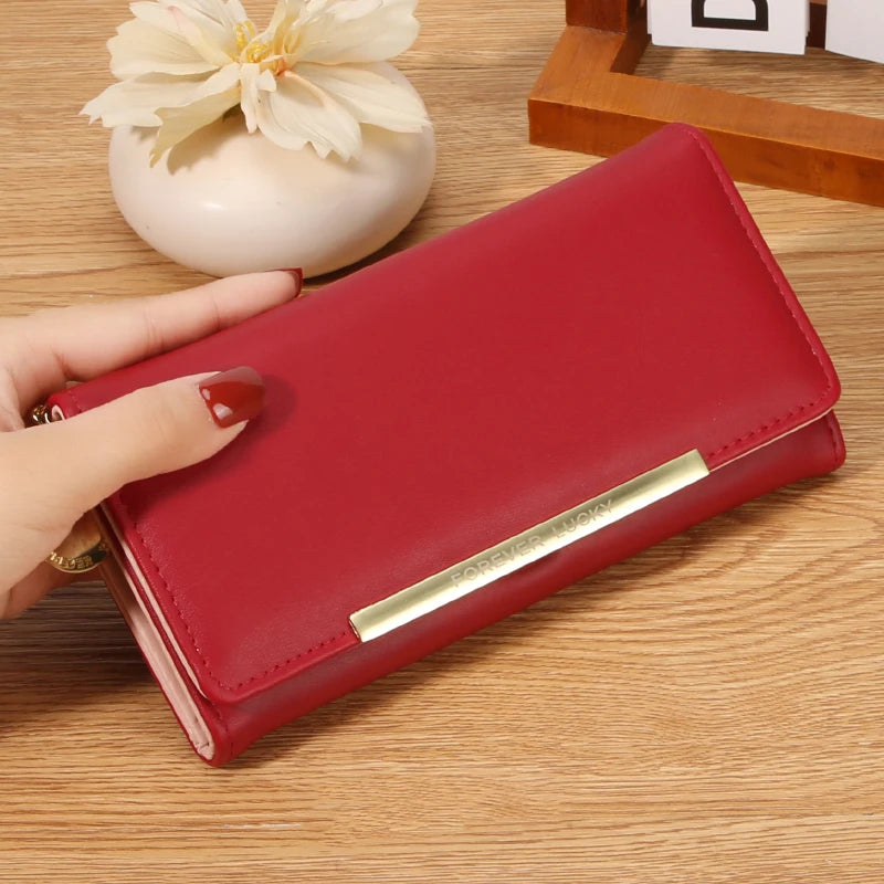 Portefeuille Femme Trifold Long Haut de Gamme - Multi-Cartes Multifonction