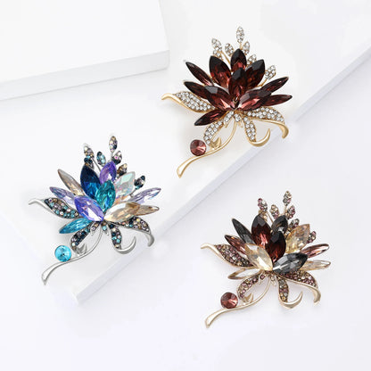 Broche Bouquet Main Cristal Verre Luxe – Pin's Fleur Casual Soirées Mariage Unisexe