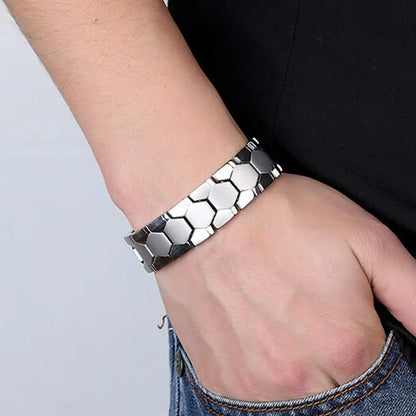 Bracelet Magnétique Thérapeutique Hexagone – Jonc Homme Élégant