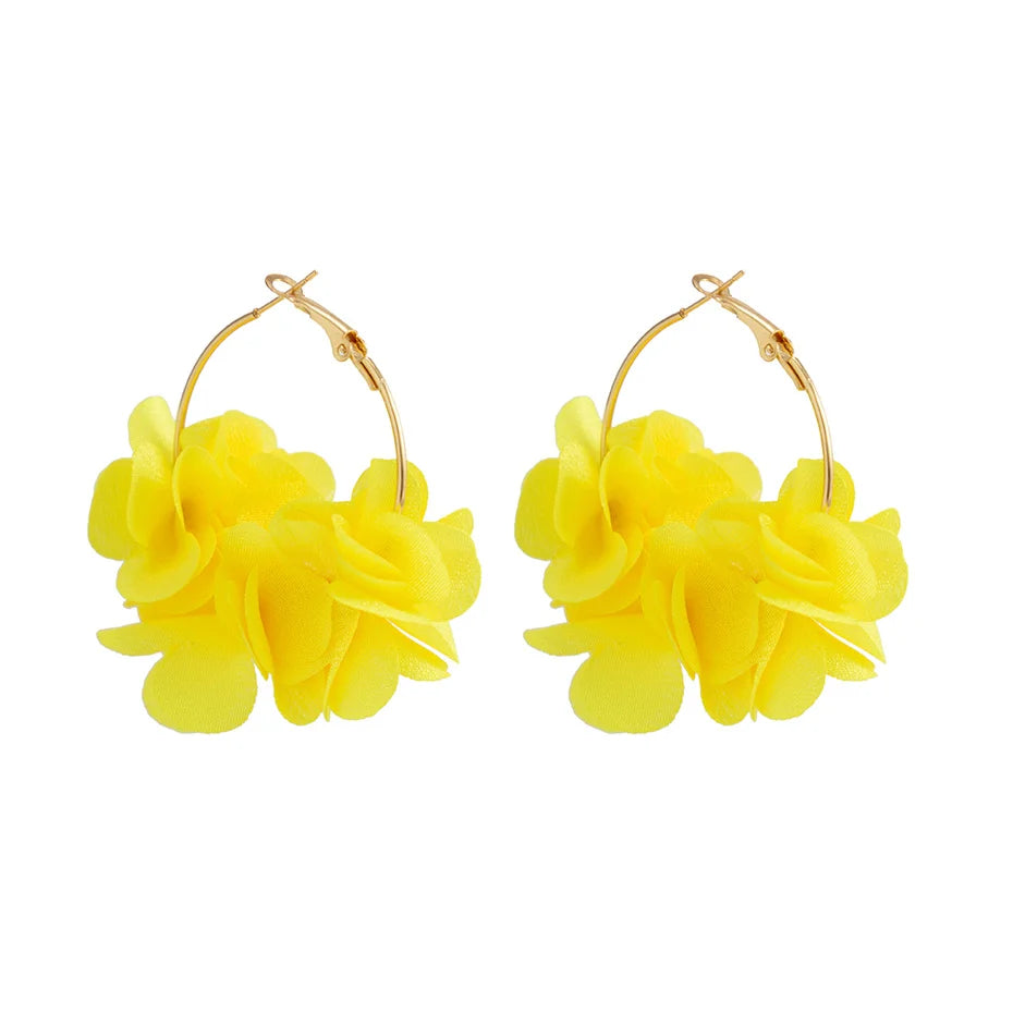 Boucles d'Oreilles Créoles Rose Tissu Pendentif Bohème – Kpop Colorées Y2K Soirées Femme