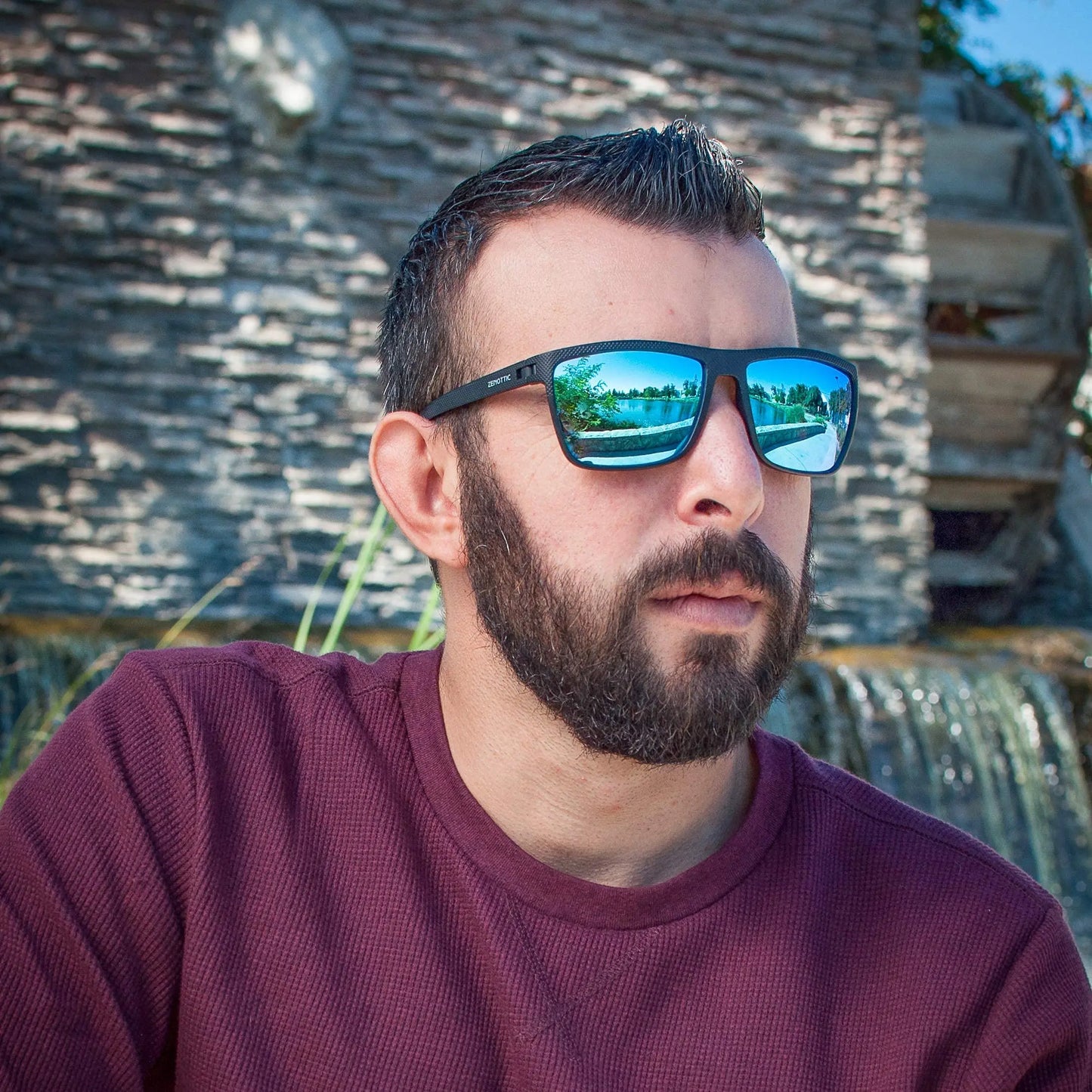 ZENOTTIC Lunettes de Soleil Polarisées Carrées — TR-90 Léger, UV400, Unisexe