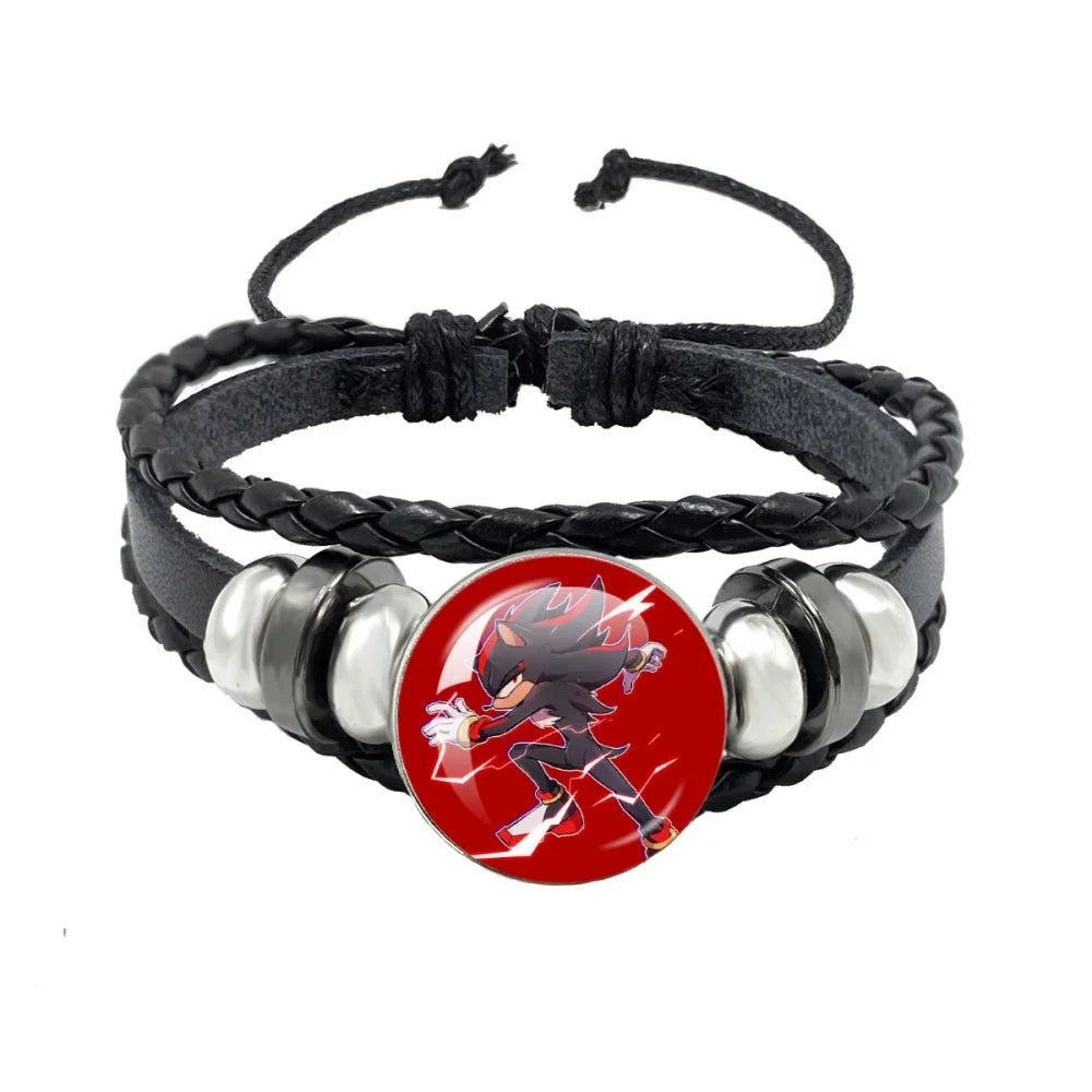 Bracelet Shadow le Hérisson Cabochon Verre – Cuir Multicouche Tressé Unisexe