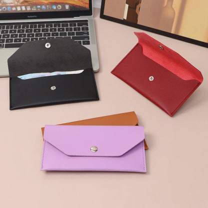 Portefeuille Femme Enveloppe Cuir PU - Porte-Cartes Classique Élégant avec Fermoir