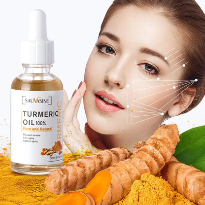 Huile Curcuma 100% Pure 10ml - Sérum Anti-Âge Rides Éclaircissant Taches Brunes Ridules Visage Femme