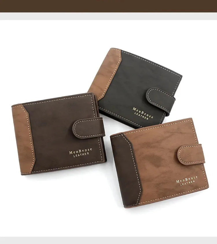 Portefeuille Homme Cuir PU avec Fermoir - Porte-Cartes Business Compact