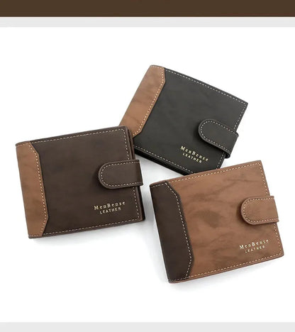 Portefeuille Homme Cuir PU avec Fermoir - Porte-Cartes Business Compact