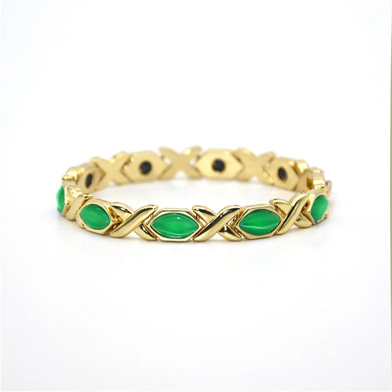 Bracelet Opale Magnétique Plaqué Or 18K – Énergie & Charme Femme