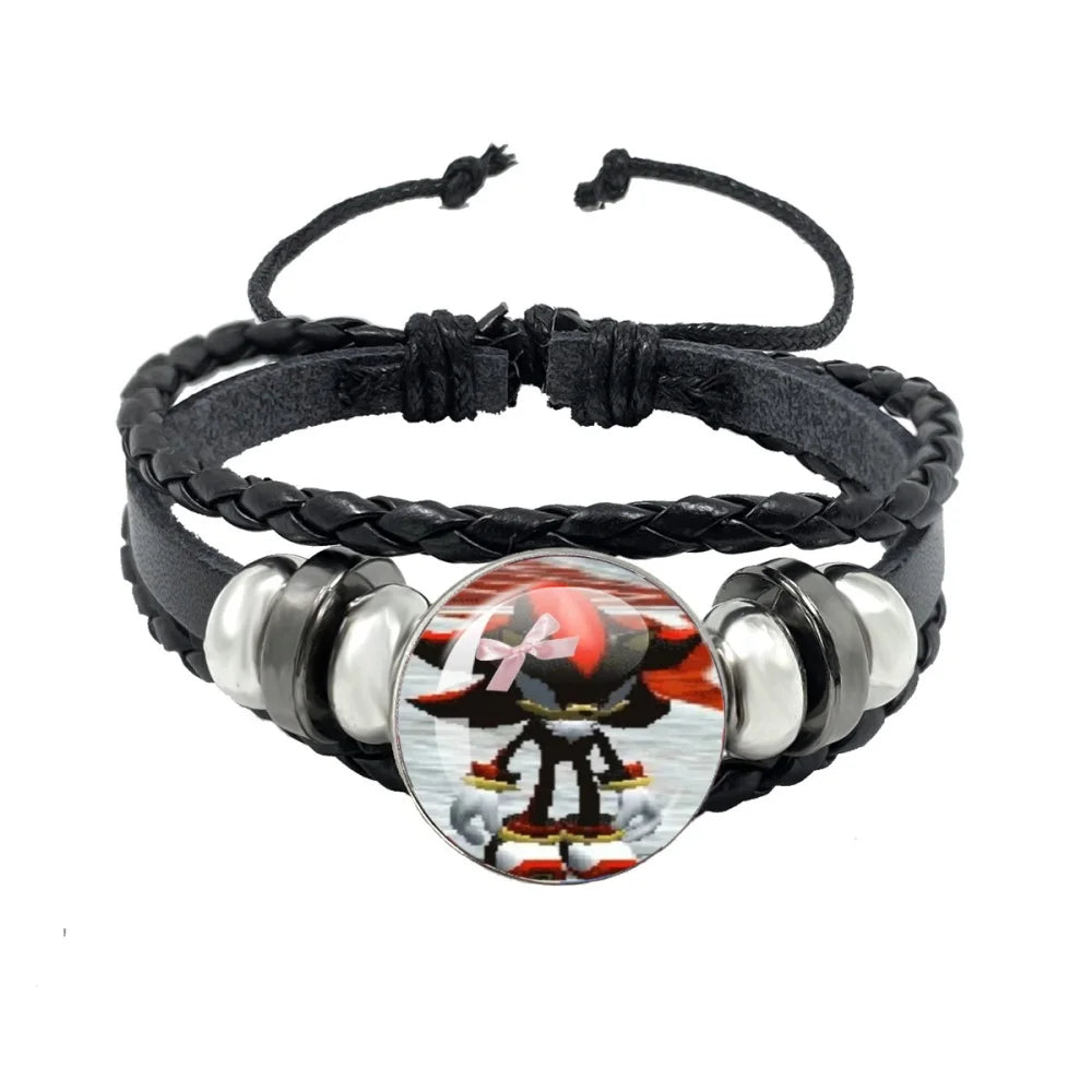 Bracelet Shadow le Hérisson Cabochon Verre – Cuir Multicouche Tressé Unisexe