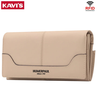 Portefeuille Femme Cuir Véritable Long RFID - Carteras Luxe avec Porte-Monnaie