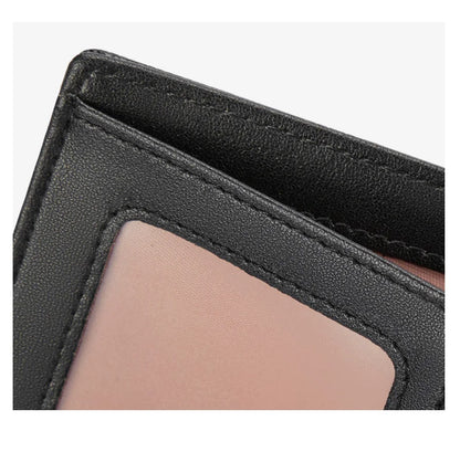 Portefeuille Femme Cuir Vintage GOLF Porte-Photo - Porte-Monnaie Court Pliable Noir Porte-Carte
