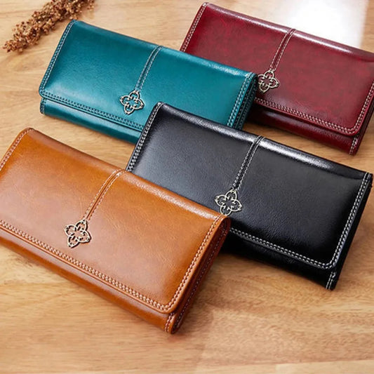 Portefeuille Femme Cuir PU Long Zippé - Porte-Monnaie Luxe avec Compartiment Carte