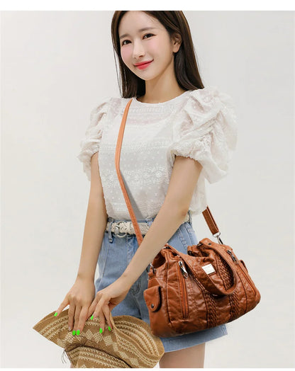 Sac à Main Femme Cuir Véritable Peau Mouton - Sac Épaule Bandoulière Crossbody Messenger Tote Élégant