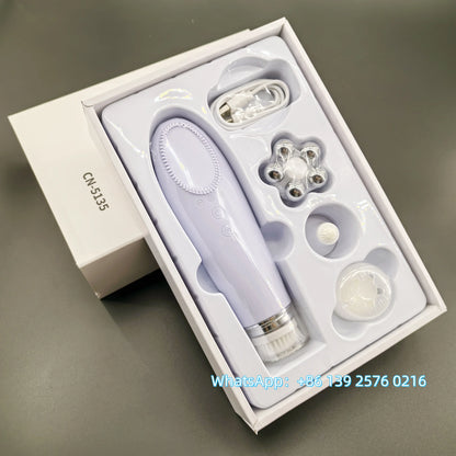 Appareil Nettoyage Facial 4-en-1 Silicone - Brosse Électrique Lifting Visage Anti-Âge Rose