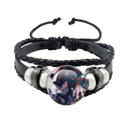 Bracelet Shadow le Hérisson Cabochon Verre – Cuir Multicouche Tressé Unisexe