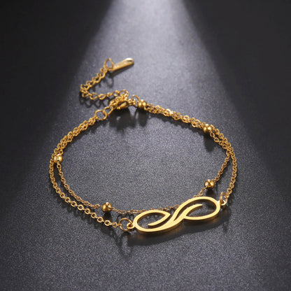 Bracelet Infini Acier Inoxydable – Double Couche Perles Minimaliste