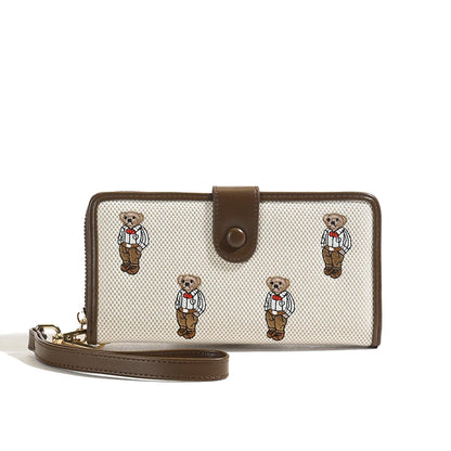 Portefeuille Femme Long Zippé Grande Capacité - Porte-Monnaie Bifold avec Dragonne Porte-Carte Designer Luxe