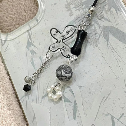 Charm Téléphone Éventail Papillon Chinois – Pendentif Acrylique Calligraphie