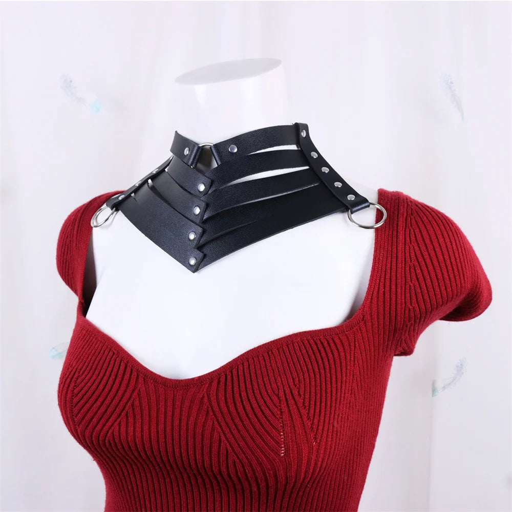 Collier Choker Gothique Cuir Rivets – Ras-du-Cou Punk Rock Noir