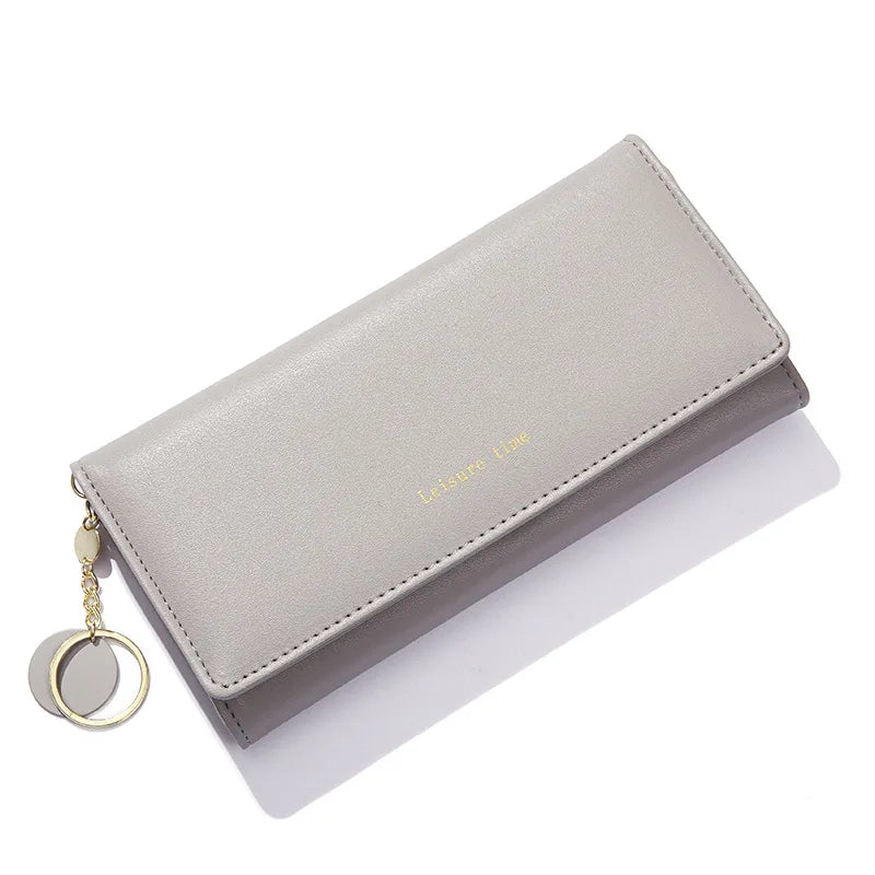 Portefeuille Femme Long Trifold Cuir - Pochette Porte-Cartes avec Lettres