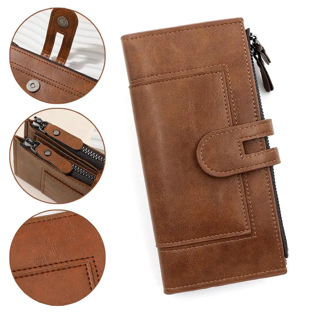 Portefeuille Long en Cuir PU pour Femme - Organisateur Anti-Vol