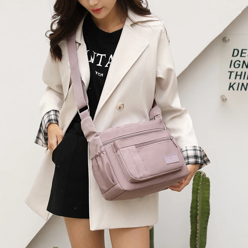 Sac Bandoulière Femme Nylon Multi-Poches Imperméable - Messenger Grande Capacité