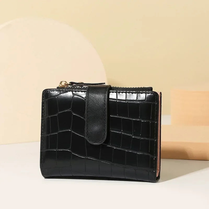 Portefeuille Femme Court Fashion Zipper - Wallet Cuir PU Porte-Monnaie Coin Pocket