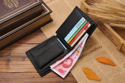 Portefeuille Homme Cuir Véritable - Porte-Cartes Court Premium Noir