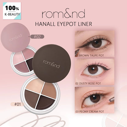Liner Yeux rom&nd Hanall Eyepot Peony Cream - Texture Crème Soyeuse Longue Tenue 4-en-1 K-Beauty