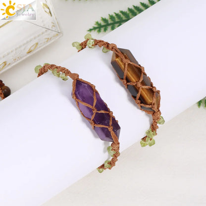 Bracelet Wrap Quartz Rose Cuir – Pierre Naturelle Bohème Multicouche