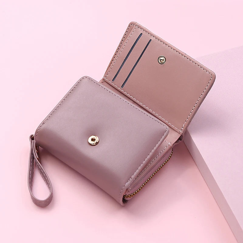 Portefeuille Femme Kawaii Mignon - Petit Porte-Monnaie Cuir Rose Designer