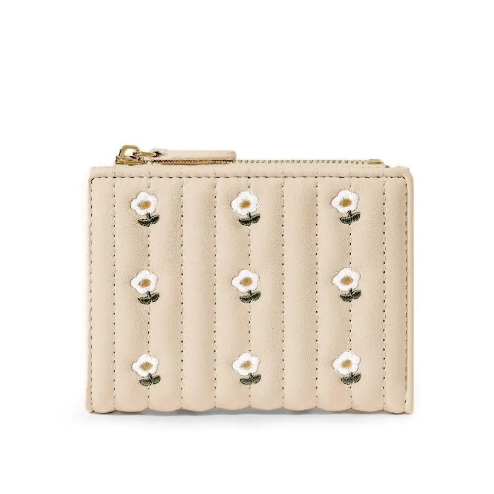 Portefeuille Femme Mini Cute Cuir PU Court - Porte-Monnaie Fashion Coin Money Bag Grande Capacité Blanc