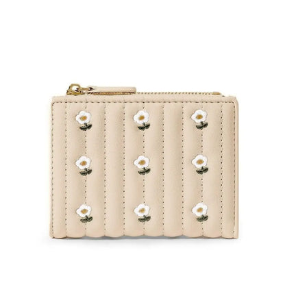 Portefeuille Femme Mini Cute Cuir PU Court - Porte-Monnaie Fashion Coin Money Bag Grande Capacité Blanc