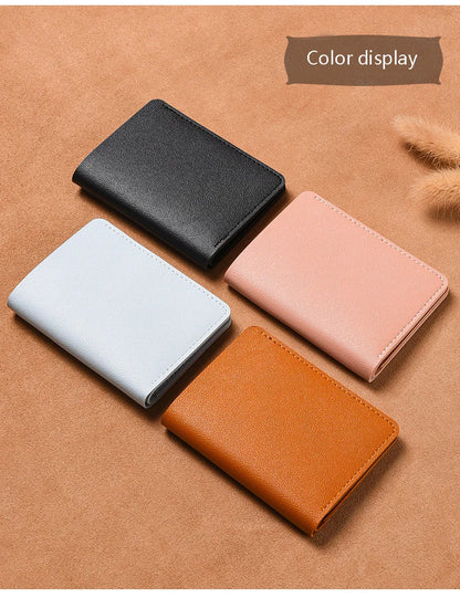 Portefeuille Pliable Cuir Souple avec Bouton - Petit Porte-Cartes Permis Simplifié