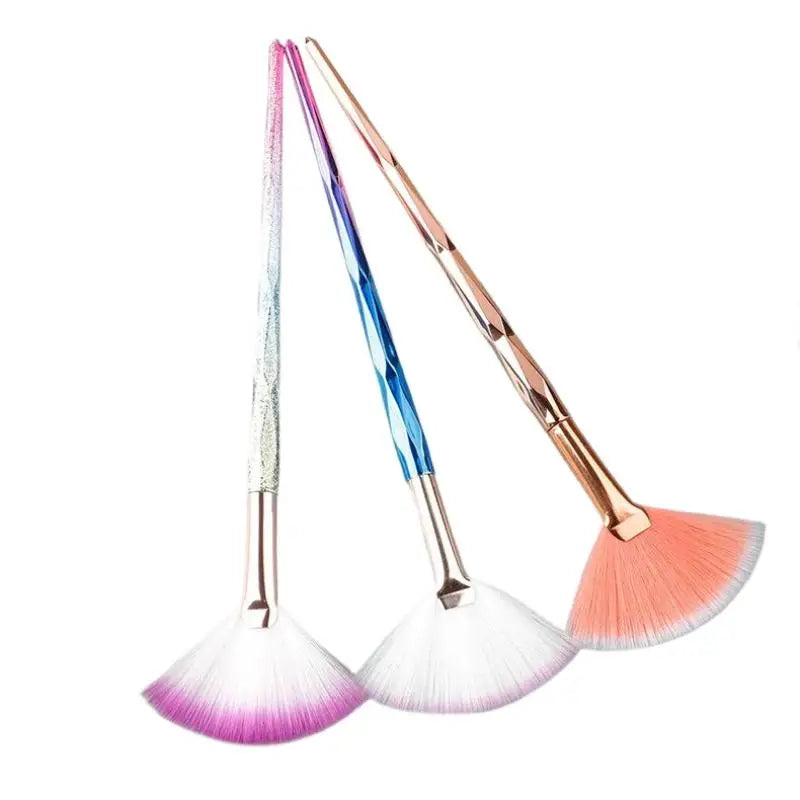 Pinceau Blush Éventail Rose Gold - Highlighter Poudre Libre Visage Ultra-Doux Coréen Beauté Professionnelle