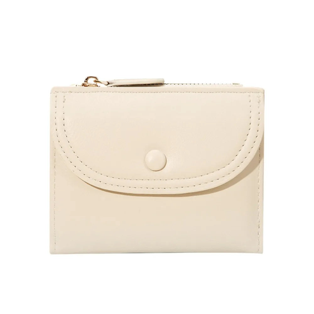 Portefeuille Femme Court Pliable Coloré Mini - Porte-Monnaie Zippé PU Multifonction Portable Marron