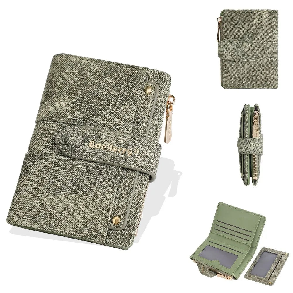 Portefeuille Femme Cuir PU - Porte-Carte Compact Zippé Grande Capacité pour Cartes Bancaires et Voyage
