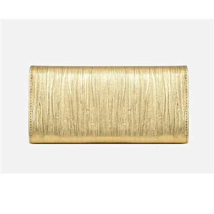 Portefeuille Long Femme Cuir Véritable Luxe - Porte-Cartes Téléphone Rayures Élégant