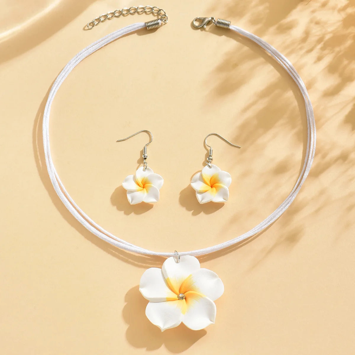 Ensemble Bijoux Fleurs Tressées Bohème Grande Fleur – Collier Boucles Rose Rouge Bleu Plage Femme