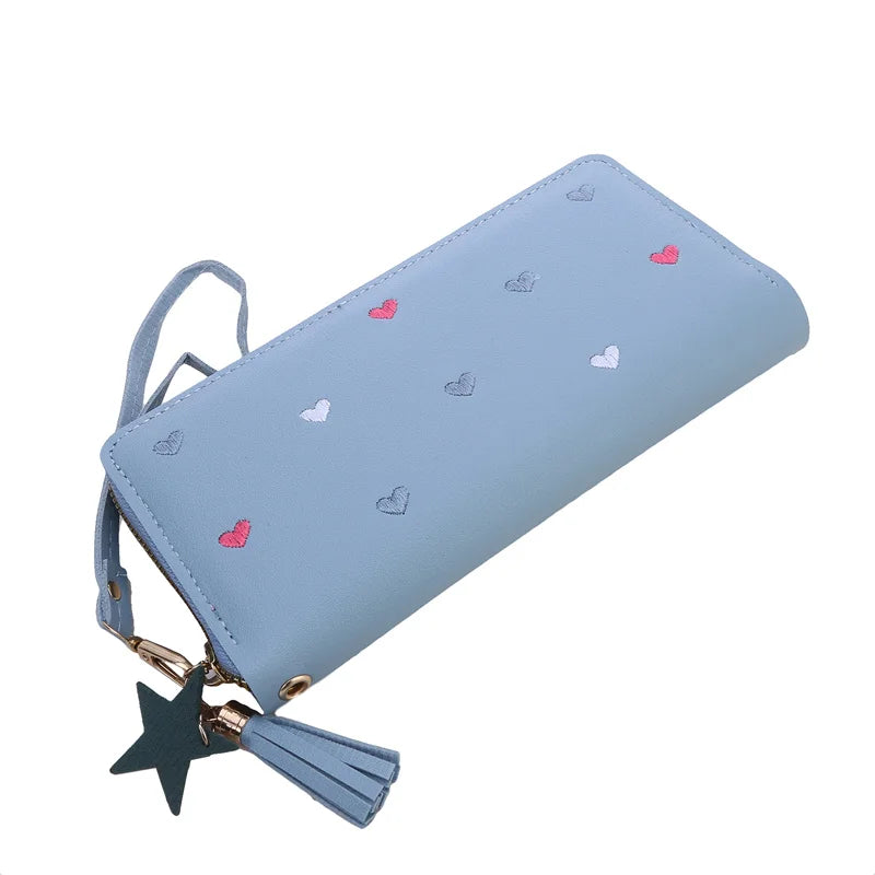 Portefeuille Long Femme Cœur Amour Luxe - Porte-Cartes Téléphone Clutch Fille
