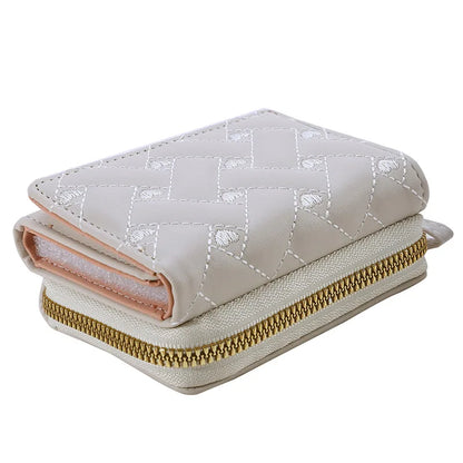 Portefeuille Femme Kawaii Mignon Luxe - Designer Lady Wallet Cuir Porte-Monnaie Beige