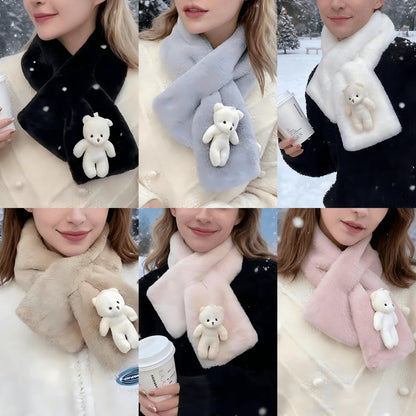 Foulard Écharpe Peluche Hiver Femme - Ours Doux Épais Polyvalent