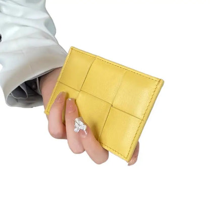 Portefeuille Femme Bifold Cuir Véritable Tissé - Petit Porte-Monnaie Zip Design