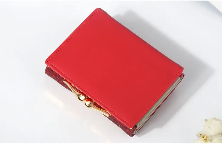 Portefeuille Femme Brillant Tri-Fold - Cartera Mujer Clutch Porte-Monnaie Simple