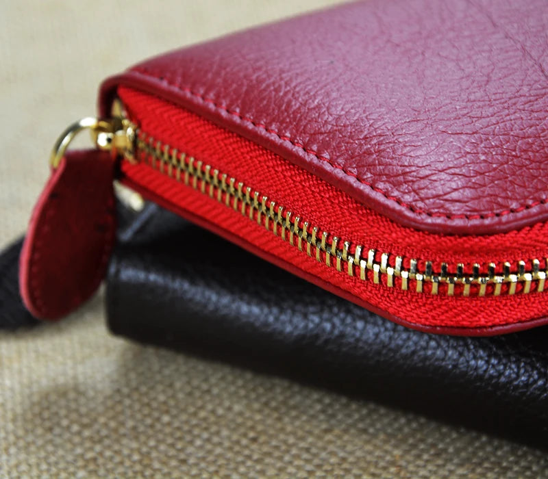 Portefeuille Femme Cuir Véritable RFID Blocking - Long Clutch Porte-Monnaie Téléphone