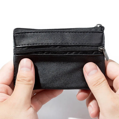 Porte-Monnaie Cuir Zipper Homme Femme - Mini Wallet Porte-Clés Compact