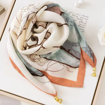 Luxury Square Scarf with Magnetic Buckle for Women - Versatile Fashion Pendant Scarf