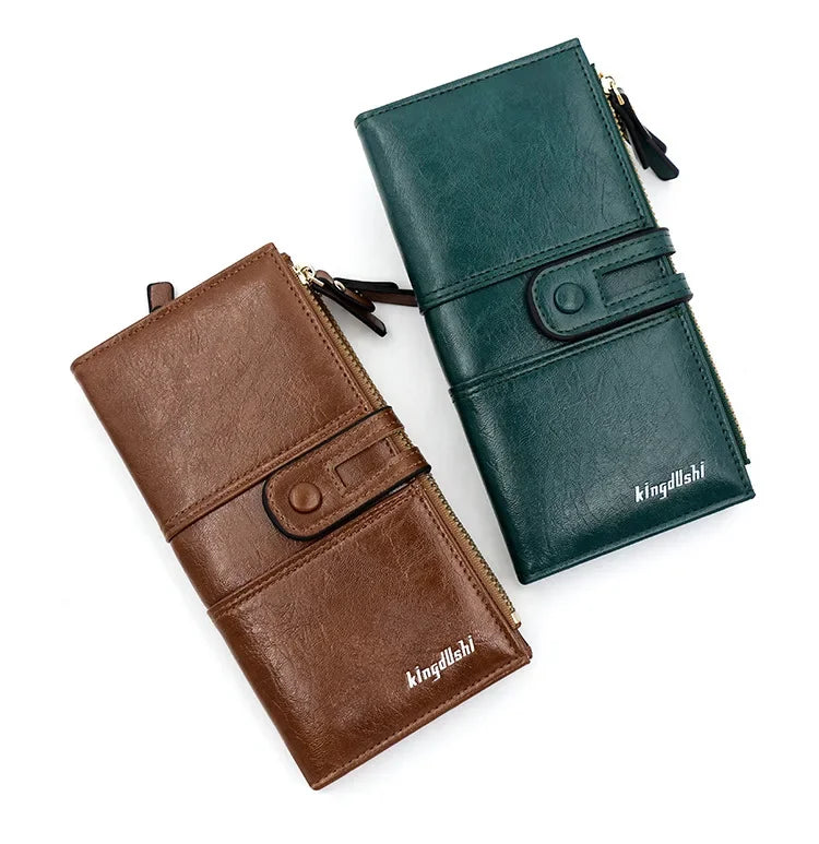 Portefeuille Long Femme Cuir PU Grande Capacité - Porte-Cartes Fermeture Éclair Fashion