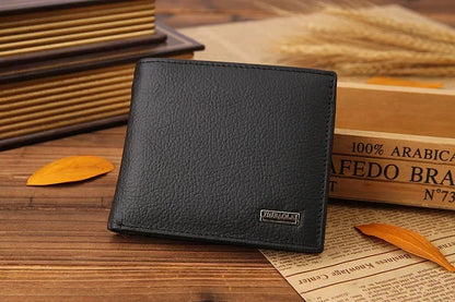 Portefeuille Homme Cuir Véritable - Porte-Cartes Court Premium Noir
