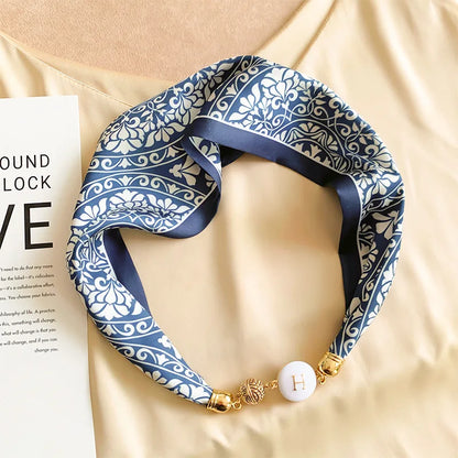 Women's Square Scarf with Magnetic Buckle - Versatile Summer Luxury Scarf/Necklace